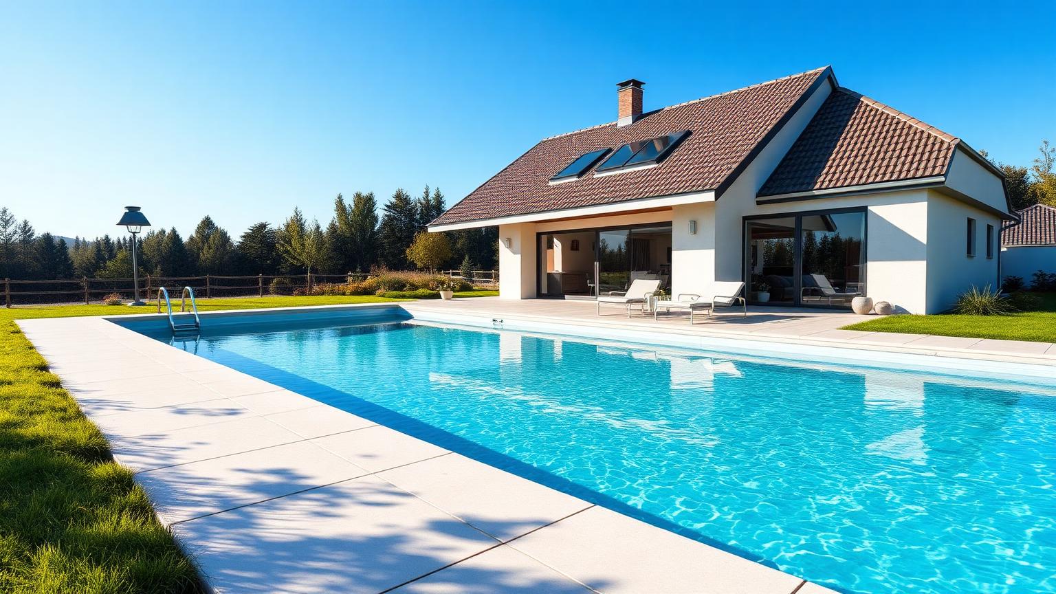 Nyckelfärdig pool med turkost vatten vid modern villa i Jönköping, Småland – Jönköpings län