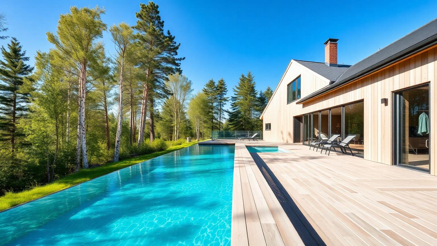 Nyckelfärdig pool med turkost vatten vid modern villa i Göteborg, Västra Götaland & Bohuslän